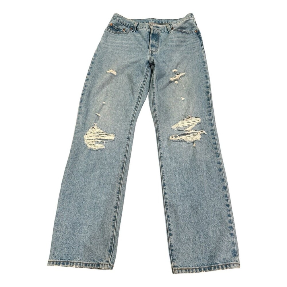 Levi’s 501 Light Wash Distressed Straight Leg Denim Jeans size 29